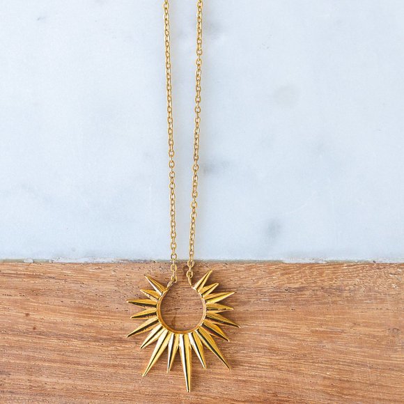 Unique Gold Necklace Waterproof Sunburst Necklace Sun Celestial Necklace - Picture 8 of 14